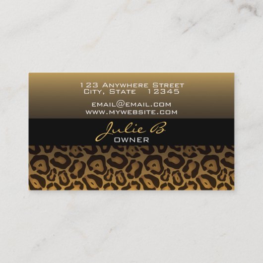 Horizontale Leopard Print Elegante Business Card Visitenkarte (Rückseite)