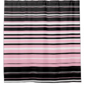 Horizontale Linie Schwarz, Weiß und Rosa Duschvorhang (Vorderseite)