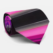 Horizontale Linien Schwarz Rosa Amou Geometrisches Krawatte (Gerollt)