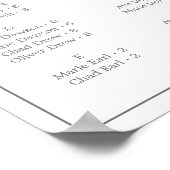 Horizontale Minimalistische Silber-Sitzkarte Poster (Ecke)