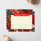 Horizontale Papier-Karte A6 mit roter und cremefar Mitteilungskarte (Vorderseite/Rückseite Beispiel)