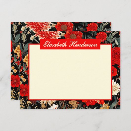 Horizontale Papier-Karte A6 mit roter und cremefar Mitteilungskarte (Vorne/Hinten)