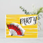 Horizontale Party Einladung des spanischen Lüfters (Stehend Vorderseite)