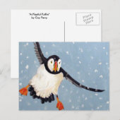 Horizontale Postkarte "A Playful Puffin" (Vorne/Hinten)
