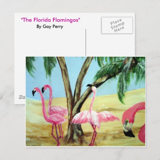 Horizontale Postkarte "The Florida Flamingos" (Vorne/Hinten)