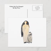 Horizontale Postkarte "Vater und Sohn Pinguin" (Vorne/Hinten)