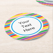 Horizontale Regenbogenstreifen für benutzerdefinie Runder Pappuntersetzer (Angewinkelt)