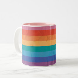 Horizontale Regenbogenstreifen-Tasse Zweifarbige Tasse
