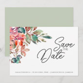 Horizontale Save the Date-Karte für den romantisch Date (Vorne/Hinten)