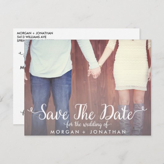 Horizontale Save the Date Postkartenvorlage Ankündigungspostkarte (Vorne/Hinten)