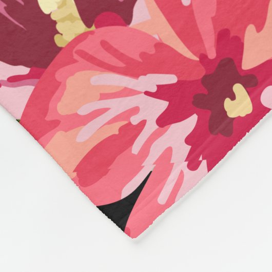 Horizontale schwarz-weiße Streifen und Blume Fleecedecke (Ecke)