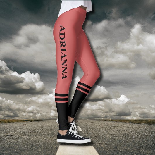 Horizontale schwarze Streifen | Name | Rusty Orang Leggings