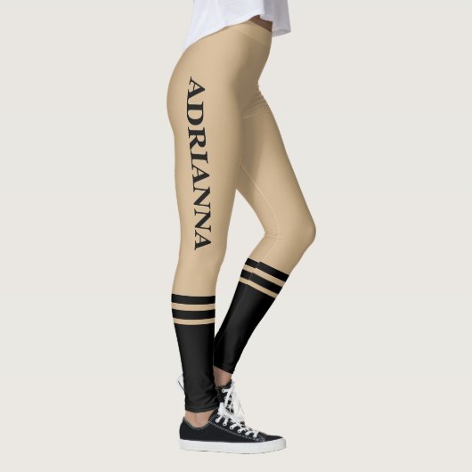Horizontale schwarze Streifen | Name Tan Leggings (Rechts)