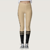Horizontale schwarze Streifen | Name Tan Leggings (Vorderseite)