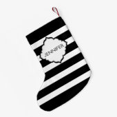 Horizontale schwarze und weiße Streifen Kleiner Weihnachtsstrumpf (Rückseite (Hängend))