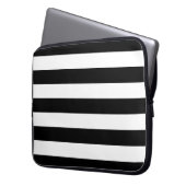 Horizontale schwarze und weiße Streifen Laptopschutzhülle (Vorderseite Links)
