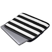 Horizontale schwarze und weiße Streifen Laptopschutzhülle (Vorne Knopf)