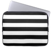Horizontale schwarze und weiße Streifen Laptopschutzhülle (Vorderseite)