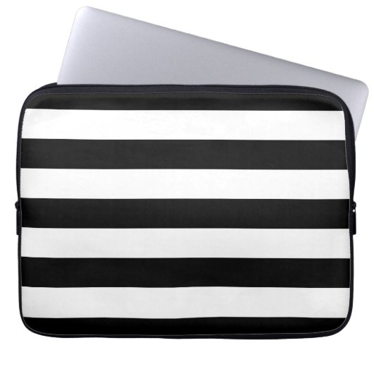 Horizontale schwarze und weiße Streifen Laptopschutzhülle (Vorderseite)