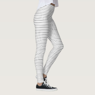 Horizontale schwarze und weiße Streifen Leggings