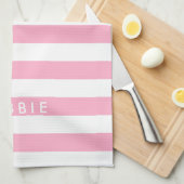 Horizontale Streifen aus individuelle Name, rosa u Geschirrtuch (Viertel Falte)