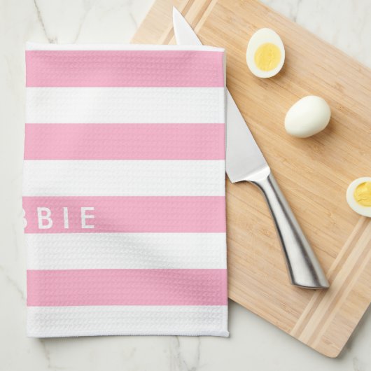 Horizontale Streifen aus individuelle Name, rosa u Geschirrtuch (Viertel Falte)