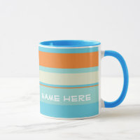 Horizontale Streifen blau/orange mit Namen