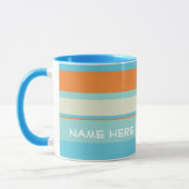 Horizontale Streifen blau/orange mit Namen Tasse (Links)