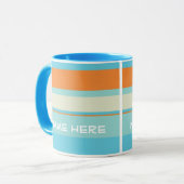 Horizontale Streifen blau/orange mit Namen Tasse (Vorderseite Links)