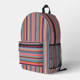 Horizontale Streifen blau rosa Terrakotta Retro  Bedruckter Rucksack