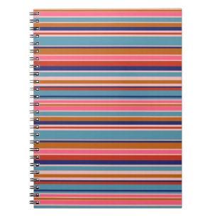 Horizontale Streifen blaurosa Terracotta Retro Notizblock