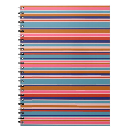 Horizontale Streifen blaurosa Terracotta Retro Notizblock (Vorderseite)