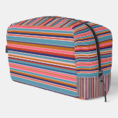 Horizontale Streifen blaurosa Terracotta Retro Waschbeutel (Rechte Ecke)