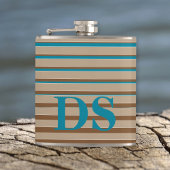 Horizontale Streifen, braun und blau, Monogramm Flachmann