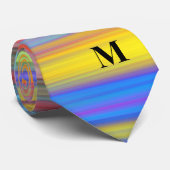 Horizontale Streifen farbenfrohe Monogramm Krawatte (Gerollt)