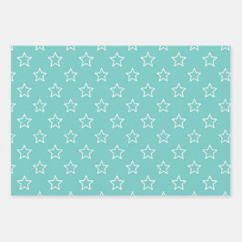 Horizontale Streifen Gingham Stars Wrapping Paper Geschenkpapier Set