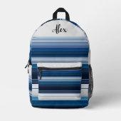 Horizontale Streifen in blau-weiß und grau Bedruckter Rucksack (Vorderseite)