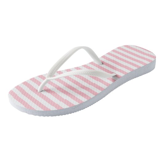 Horizontale Streifen in rosa und weißem Medium Badesandalen (Schrägansicht)