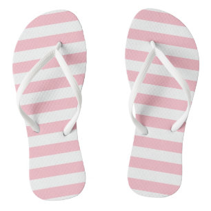 Horizontale Streifen in rosa und weißer Größe Badesandalen