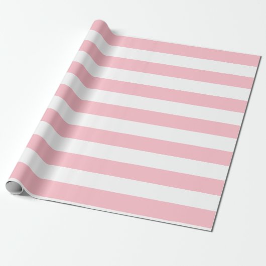 Horizontale Streifen in rosa und weißer Größe Geschenkpapier (Ungerollt)