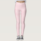 Horizontale Streifen in rosa und weißer Größe Leggings (Vorderseite)