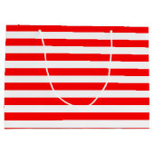 Horizontale Streifen in Rot und Weiß Große Geschenktüte (Rückseite)