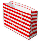 Horizontale Streifen in Rot und Weiß Große Geschenktüte (Rückseite Schrägansicht)