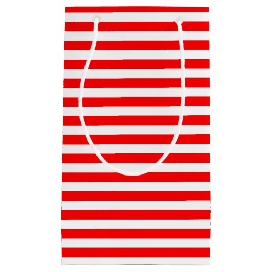 Horizontale Streifen in Rot und Weiß Kleine Geschenktüte (Vorderseite)