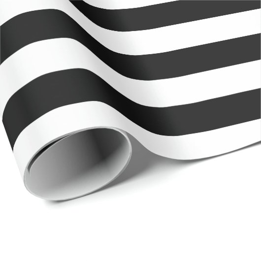Horizontale Streifen in Schwarz und Weiß Geschenkpapier (Rolleneckpunkt)