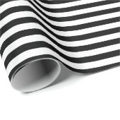Horizontale Streifen in Schwarz und Weiß Geschenkpapier (Rolleneckpunkt)