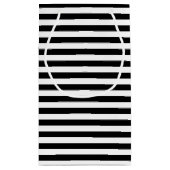 Horizontale Streifen in Schwarz und Weiß Kleine Geschenktüte (Rückseite)
