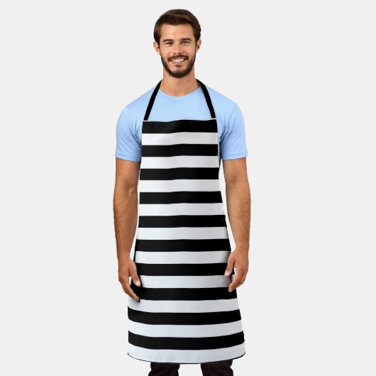 Horizontale Streifen in Schwarz und Weiß Schürze (Getragen)