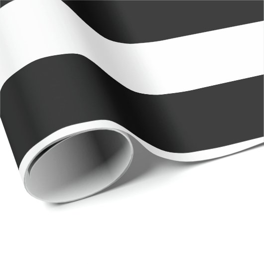 Horizontale Streifen in Schwarz-Weiß-Größe Geschenkpapier (Rolleneckpunkt)
