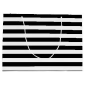 Horizontale Streifen in Schwarz-Weiß-Größe Große Geschenktüte (Rückseite)